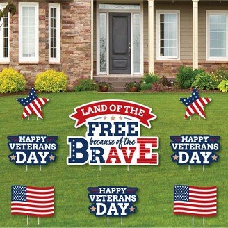 Big Dot Of Happiness Happy Veterans Day - Outdoor Lawn Decor - Patriotic Yard Signs - Set of 8