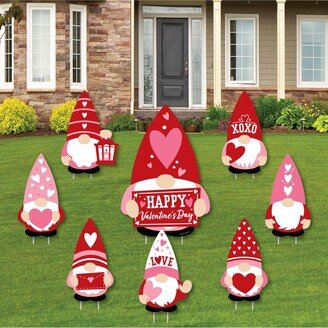 Big Dot Of Happiness Valentine Gnomes - Outdoor Lawn Decor - Valentine's Day Yard Signs - Set of 8