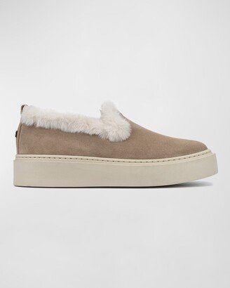 Letty Suede Faux Fur Slip-On Sneakers