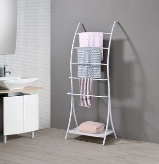 K&B furniture 5-Tier Freestanding Metal Towel Rack with Storage Shelf, White