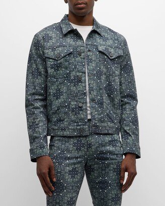 Men's Dean Printed Denim Trucker Jacket