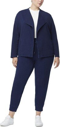 Women's Plus Size Drape Front Jacket-Indigo Rinse WASH