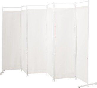 6 Panel Privacy Room Divider Folding Screen with Steel Support Base