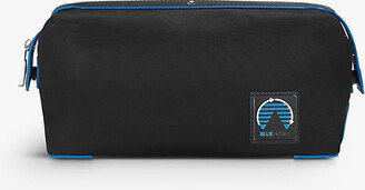 Mens Blue Sprit Leather-trim Shell Wash bag