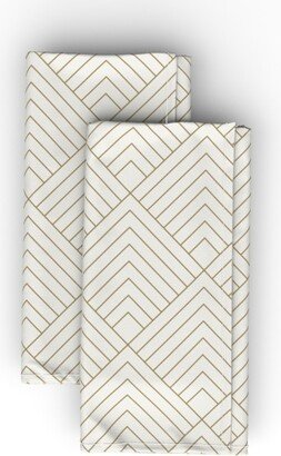 Cloth Napkins: Pyramid - Gold On White Cloth Napkin, Longleaf Sateen Grand, Beige