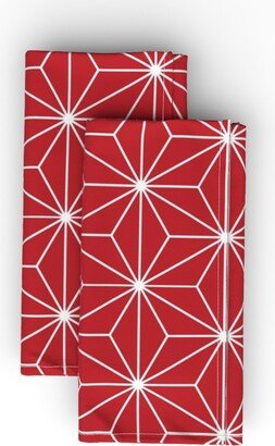 Cloth Napkins: Geometric Stars - Christmas Variation Cloth Napkin, Longleaf Sateen Grand, Red