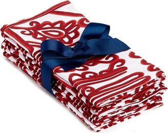 Six Large Floral Print Napkin Set