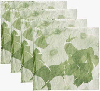 Set Of Four Hydrangea-print Linen Napkins