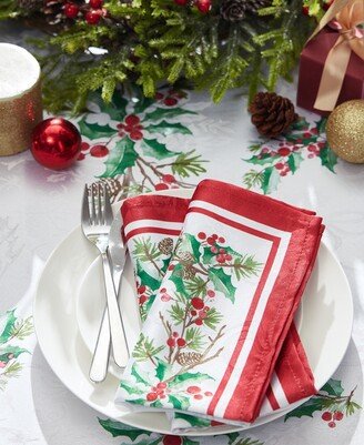 Perfect Holly Double Border Fabric Napkins, Set of 4