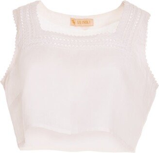 Balushka Glafira Crop Top In Elegant White