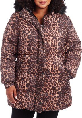 Plus Womens Quilted Midi Puffer Coat