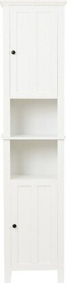 LuxenHome White MDF Wood 67-Inch Tall Tower Bathroom Linen Cabinet