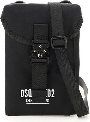 Logo Printed Buckle Fastened Crossbody Bag