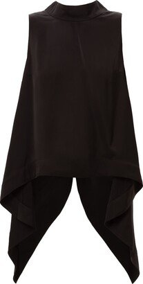 Julia Allert Asymmetrical Satin Blouse - Black