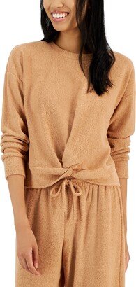 Juniors' Cozy Twist-Front Long-Sleeve Top