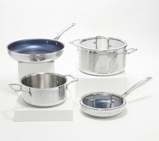 Blue Jean Chef 6-Pc Tri-Ply Hammered Stainless Steel Cookware Set Open Box Silver