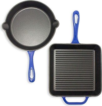 2-Piece Enamel Cast Iron Pan Set