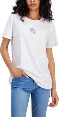 Juniors' Mushroom Embroidered T-Shirt