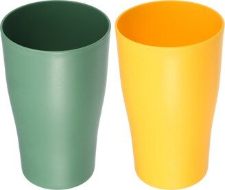 Unique Bargains Bathroom Toothbrush Tumblers PP Cup for Bathroom Kitchen Color Yellow Green 4.92''x3.03'' 2pcs