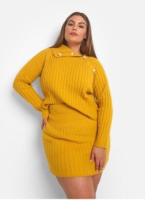 Rebdolls Women's Posey Knit Mini A Line Skirt - Mustard - 2X