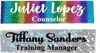 Wall Name Plate Holographic Adhesive Desk Work Office Salon Makeup Room Door Sign Gift Wedding Sparkly Bling Personalized Business