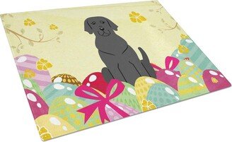 BB6057LCB Easter Eggs Black Labrador Glass Cutting Board