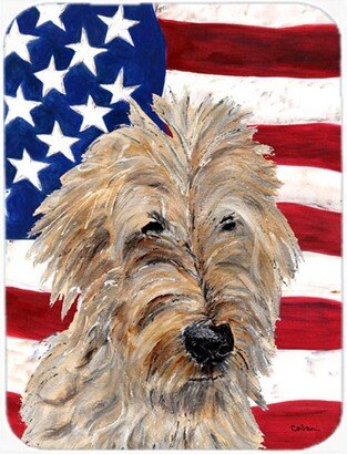 SC9643LCB Golden Doodle 2 With American Flag USA Glass Cutting Board