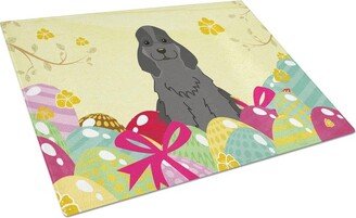 BB6092LCB Easter Eggs Cocker Spaniel Black Glass Cutting Board