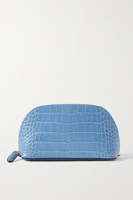 Mara Croc-effect Leather Cosmetic Case - Blue