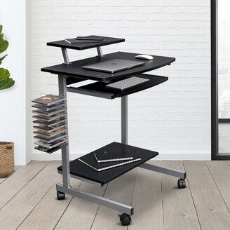 CTEX Compact Computer Cart With Storage for Office, Study, Bedroom, Espresso