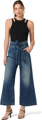 Women's Wide Leg Cropped Trouser with Paper Bag Waist-AA