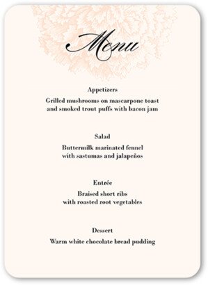 Wedding Menu Cards: Grandeur Affair Wedding Menu, Beige, 5X7 Flat Menu, Matte, Signature Smooth Cardstock, Rounded