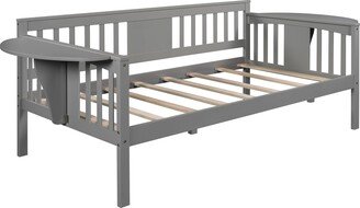 IGEMAN Twin Size Simple Daybed with 2 Shelf Table for Small Bedroom City Aprtment Dorm-AB