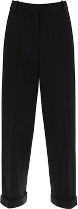 cuffed wool crepe trousers