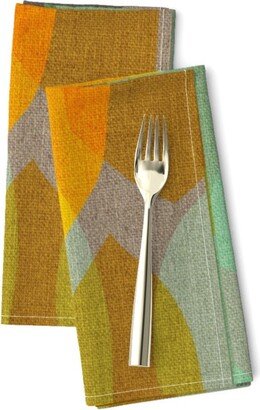 Mid Century Modern Dinner Napkins | Set Of 2 - Colour Blocks By Ceciliamok Retro 1950S Linen Look Cloth Spoonflower