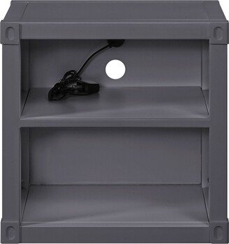 BESTCOSTY Bedroom Nightstand, Night Table with 1 USB & 2 Open Compartments