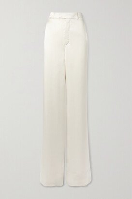 Satin-crepe Wide-leg Pants - Cream