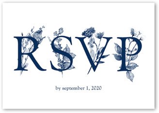 Rsvp Cards: Dusky Botanicals Wedding Response Card, Blue, Matte, Signature Smooth Cardstock, Square