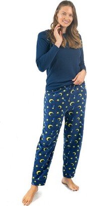 Leveret Women Cotton Top and Fleece Pant Moon L