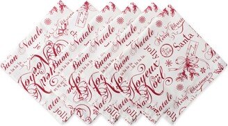 Vintage Christmas Print Napkin, Set of 6