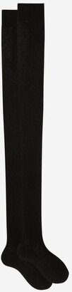 Over-the-knee Ribbed Silk Socks-AB