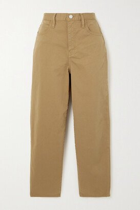 Ultra High-rise Barrel Cotton-blend Twill Tapered Pants - Green-AA