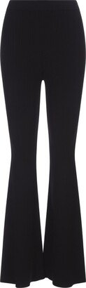 Black Ribbed Flare Trousers