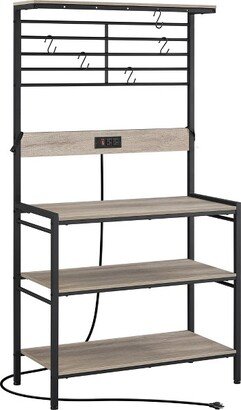 4-tier 64 H Kitchen Baker's Rack with Power Outlet, Gray