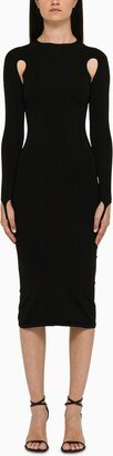 ANDREĀDAMO Black fitted midi dress