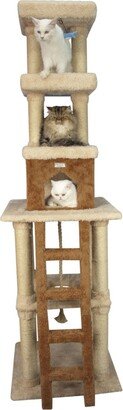 Multi-Level Real Wood Cat Tower With Condo, Rope Swing, Ladder and 2 Perches