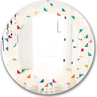 Designart 'Abstract Triangular Retro Pattern I' Printed Modern Round or Oval Wall Mirror - Leaves - Multi