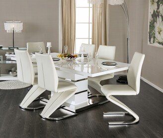 Vorr Contemporary White Faux Leather 7-Piece Dining Table Set