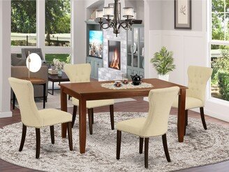 Dinette Set - Rectangular Dinette Table and 4 Parson Chairs - Button Tufted Back