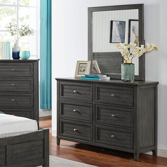 Wese Transitional Grey 2-piece 6-Drawer Dresser and Mirror Set